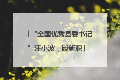 “全国优秀县委书记”汪小波，履新职