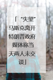 “失望”马斯克离开特朗普政府 媒体称当天两人未交谈