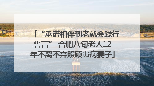 “承诺相伴到老就会践行誓言” 合肥八旬老人12年不离不弃照顾患病妻子
