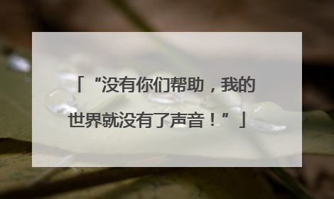 “没有你们帮助，我的世界就没有了声音！”