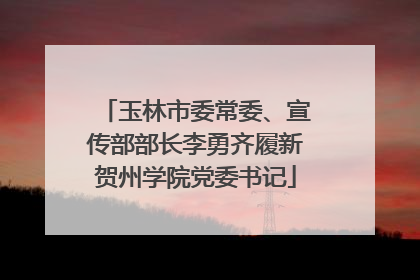 玉林市委常委、宣传部部长李勇齐履新贺州学院党委书记
