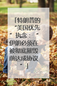 特朗普的“美国优先”执念：“伊朗必须在被彻底摧毁前达成协议”