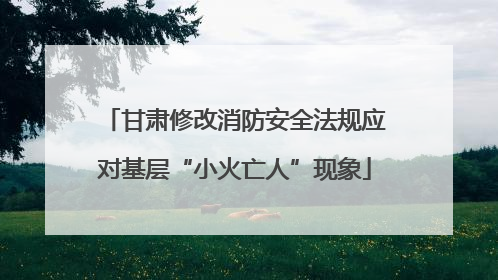 甘肃修改消防安全法规应对基层“小火亡人”现象