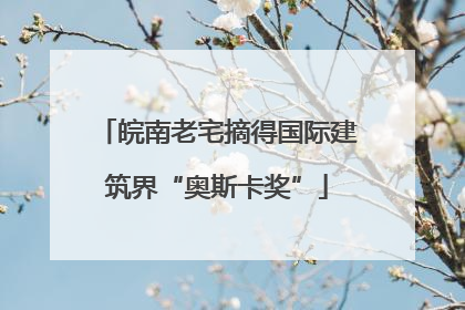 皖南老宅摘得国际建筑界“奥斯卡奖”