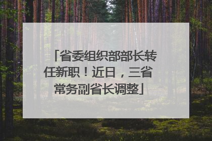 省委组织部部长转任新职！近日，三省常务副省长调整