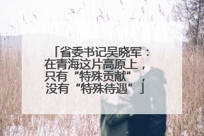 省委书记吴晓军：在青海这片高原上，只有“特殊贡献”，没有“特殊待遇”