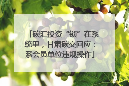 碳汇投资“锁”在系统里，甘肃碳交回应：系会员单位违规操作