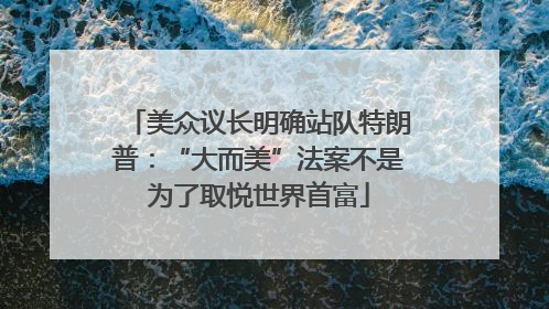 美众议长明确站队特朗普：“大而美”法案不是为了取悦世界首富