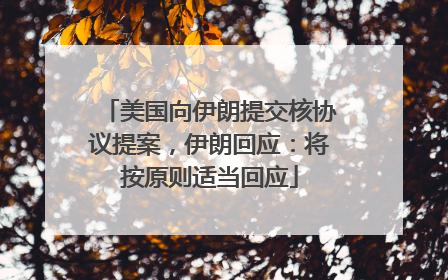 美国向伊朗提交核协议提案，伊朗回应：将按原则适当回应