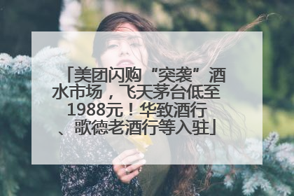 美团闪购“突袭”酒水市场，飞天茅台低至1988元！华致酒行、歌德老酒行等入驻