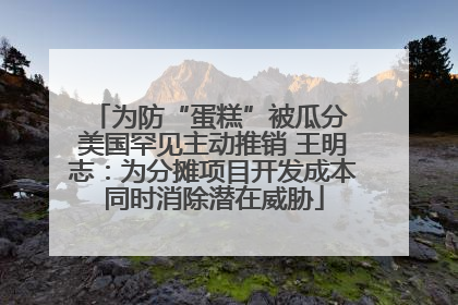 为防“蛋糕”被瓜分 美国罕见主动推销 王明志：为分摊项目开发成本同时消除潜在威胁