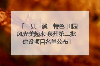 一县一溪一特色 田园风光美起来 泉州第二批建设项目名单公布
