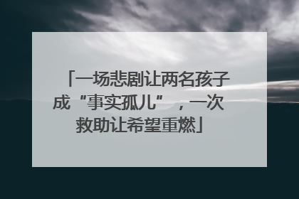 一场悲剧让两名孩子成“事实孤儿”，一次救助让希望重燃
