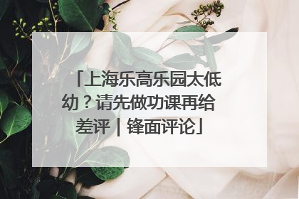 上海乐高乐园太低幼？请先做功课再给差评｜锋面评论