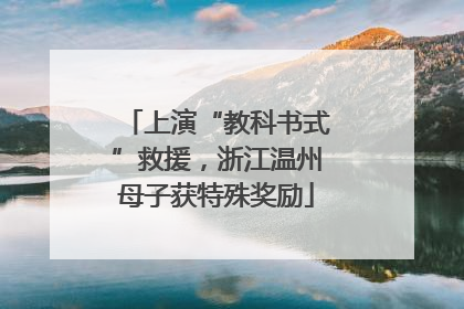 上演“教科书式”救援，浙江温州母子获特殊奖励
