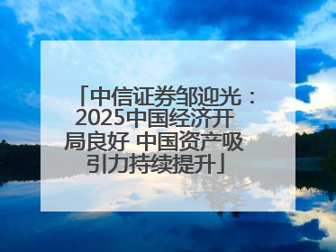 中信证券邹迎光：2025中国经济开局良好 中国资产吸引力持续提升