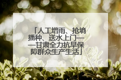 人工增雨、抢墒播种、送水上门——甘肃全力抗旱保障群众生产生活