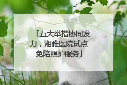 五大举措协同发力，湘雅医院试点免陪照护服务