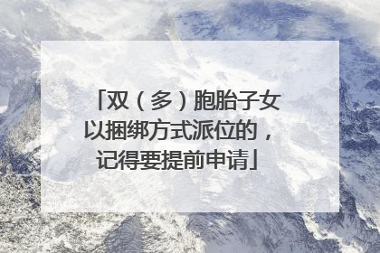 双（多）胞胎子女以捆绑方式派位的，记得要提前申请
