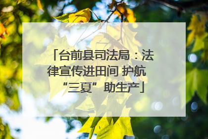 台前县司法局：法律宣传进田间 护航“三夏”助生产