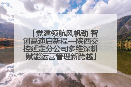 党建领航风帆劲 智创高速启新程—陕西交控延定分公司多维深耕赋能运营管理新跨越
