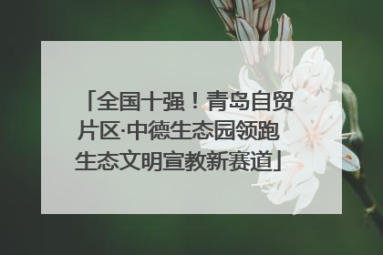 全国十强！青岛自贸片区·中德生态园领跑生态文明宣教新赛道