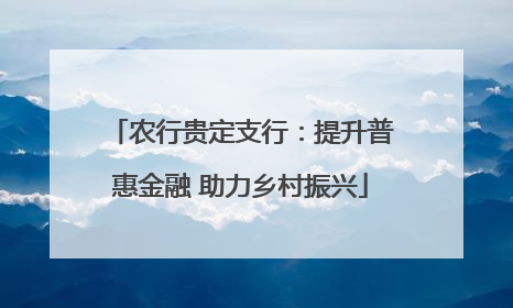 农行贵定支行：提升普惠金融 助力乡村振兴