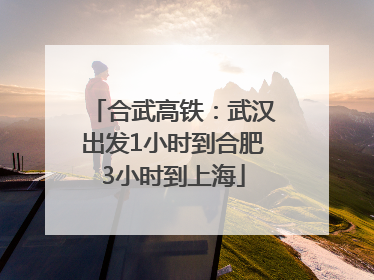 合武高铁：武汉出发1小时到合肥3小时到上海
