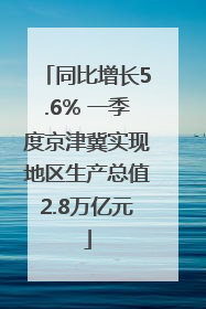 同比增长5.6% 一季度京津冀实现地区生产总值2.8万亿元