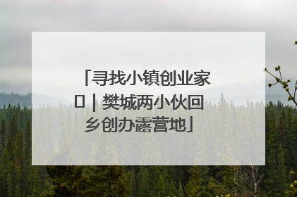 寻找小镇创业家㊳｜樊城两小伙回乡创办露营地