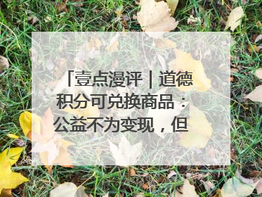 壹点漫评｜道德积分可兑换商品：公益不为变现，但需要更多鼓励