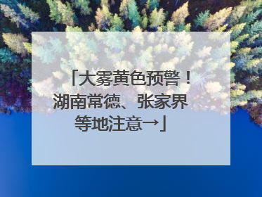大雾黄色预警！湖南常德、张家界等地注意→
