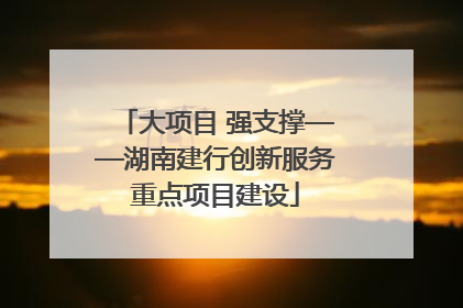 大项目 强支撑——湖南建行创新服务重点项目建设