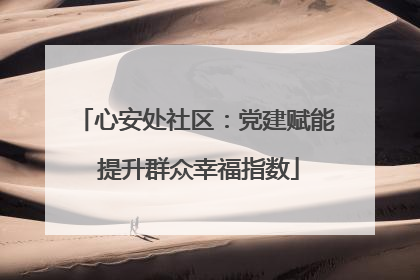 心安处社区：党建赋能 提升群众幸福指数