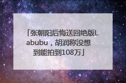 张朝阳后悔送回绝版Labubu，胡润称没想到能拍到108万