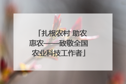 扎根农村 助农惠农——致敬全国农业科技工作者