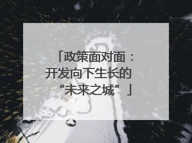 政策面对面：开发向下生长的“未来之城”