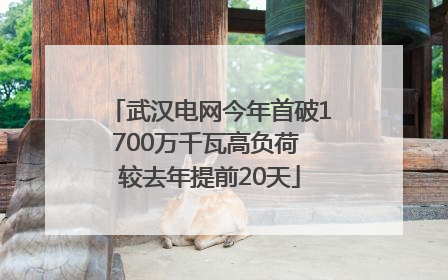 武汉电网今年首破1700万千瓦高负荷 较去年提前20天
