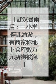 武汉暴雨后：一小学停课清淤，有商家称地下仓库数万元货物被泡