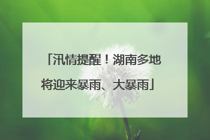 汛情提醒！湖南多地将迎来暴雨、大暴雨