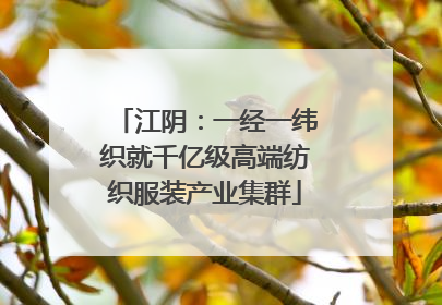 江阴：一经一纬织就千亿级高端纺织服装产业集群
