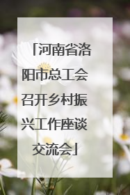 河南省洛阳市总工会召开乡村振兴工作座谈交流会