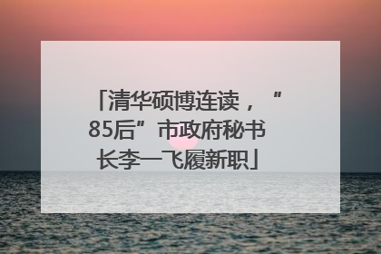 清华硕博连读，“85后”市政府秘书长李一飞履新职