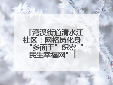 湾溪街道清水江社区：网格员化身“多面手”织密“民生幸福网”