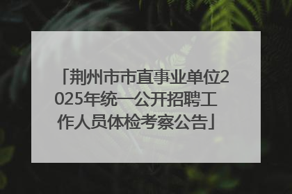 荆州市市直事业单位2025年统一公开招聘工作人员体检考察公告