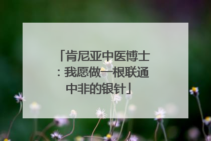 肯尼亚中医博士：我愿做一根联通中非的银针