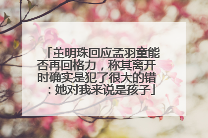 董明珠回应孟羽童能否再回格力，称其离开时确实是犯了很大的错：她对我来说是孩子