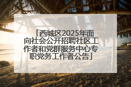 西城区2025年面向社会公开招聘社区工作者和党群服务中心专职党务工作者公告