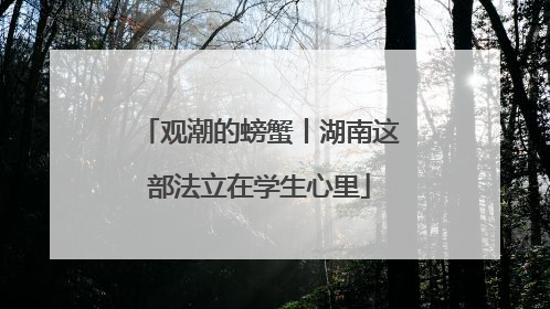 观潮的螃蟹丨湖南这部法立在学生心里