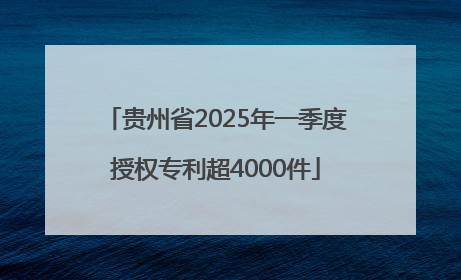 贵州省2025年一季度授权专利超4000件